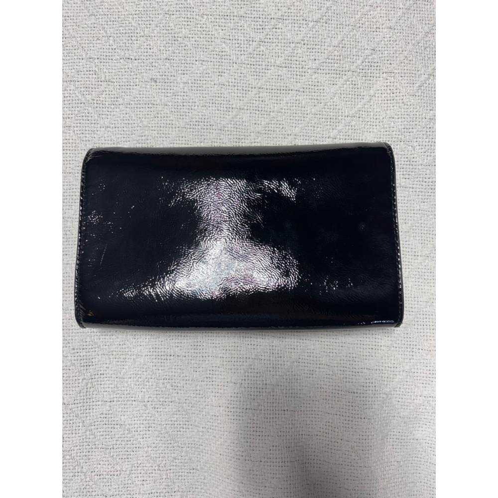 NWT Ted Baker Black Patent Leather Kira Rose Clutch & Crossbody Gold Rose Accent - Picture 5 of 11
